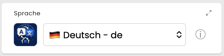 Die Sprachauswahl-Kachel, wie sie in der Visualisierung erscheint.